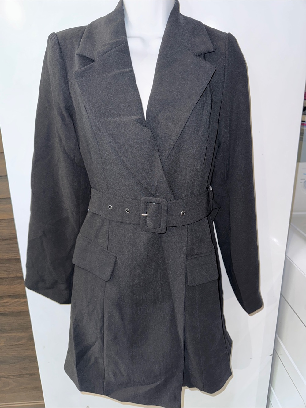 NWT A New Day Women’s Belted Long Sleeve Blazer Dress Black XS